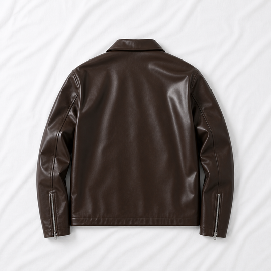 Boxy Fit Faux Leather Jacket – Brown Edition | Clothifye