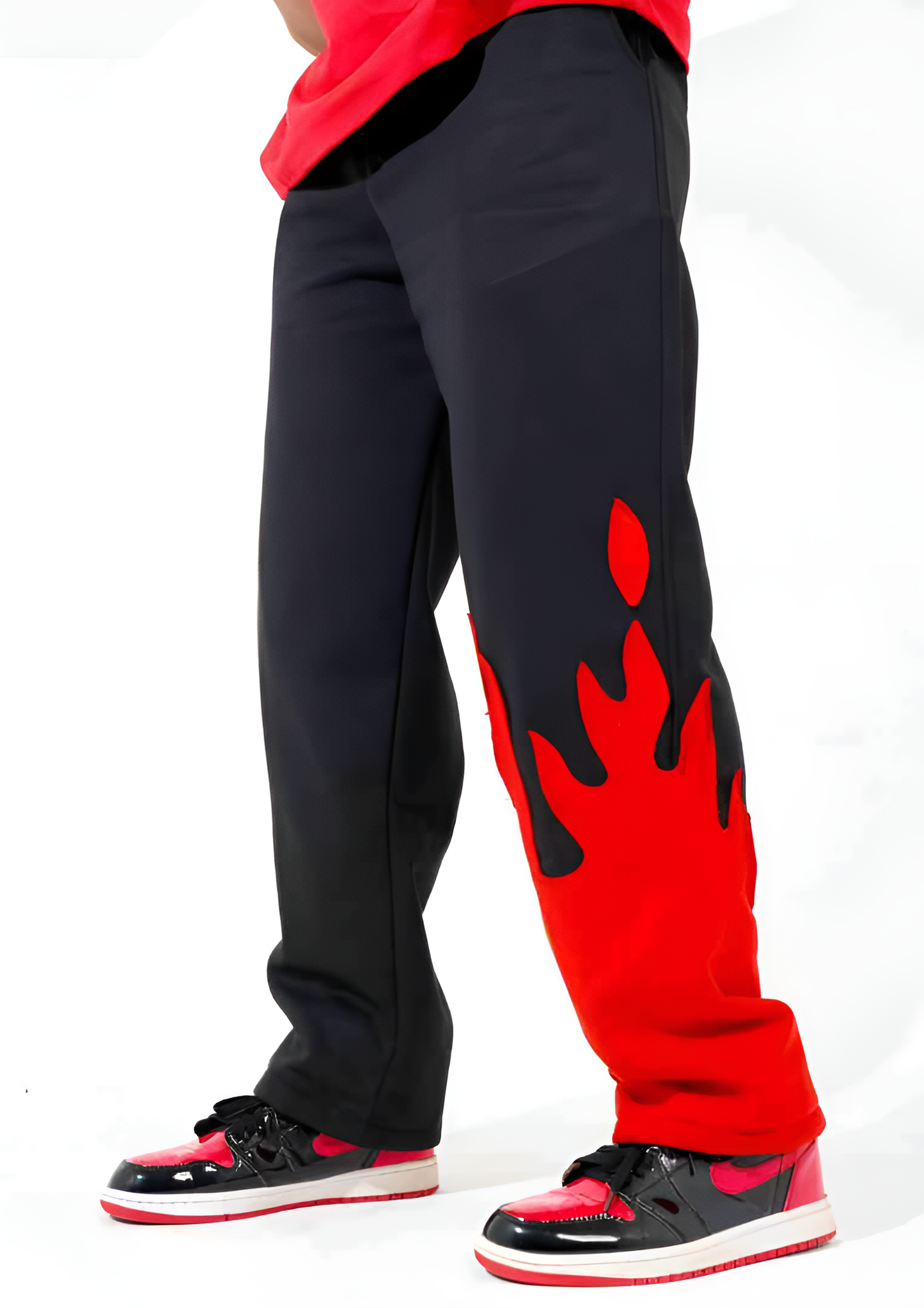 Red Fire Flame Trackpants – Loose Fit Urban Wear