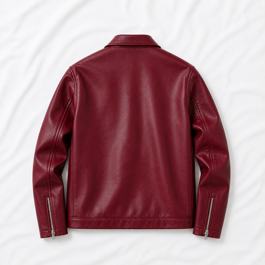 Boxy Fit Faux Leather Jacket – Burgundy Edition | Clothifye