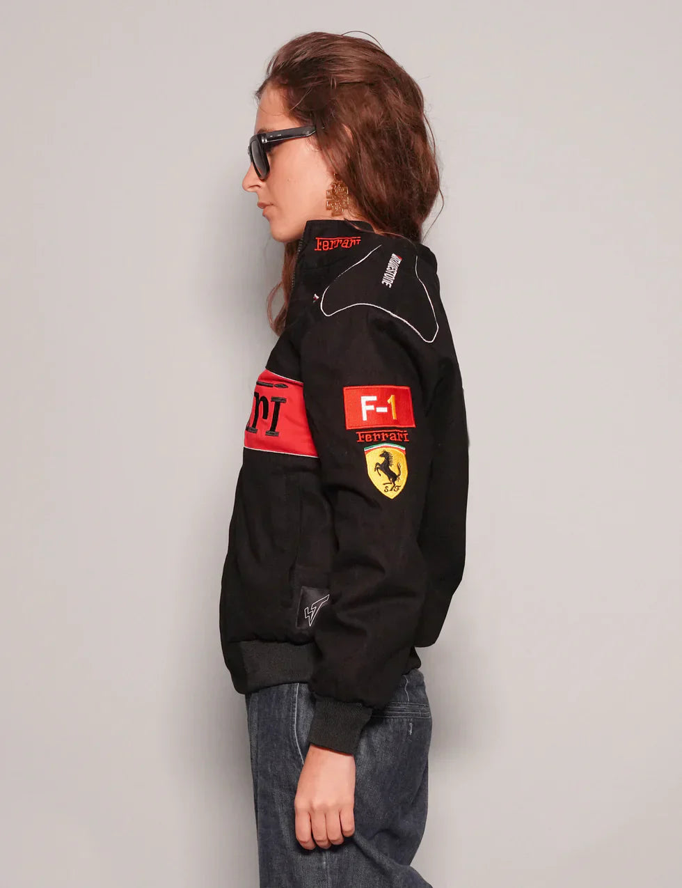 clothifye Black Grand Prix Racing Jacket – Ferrari-Inspired Design