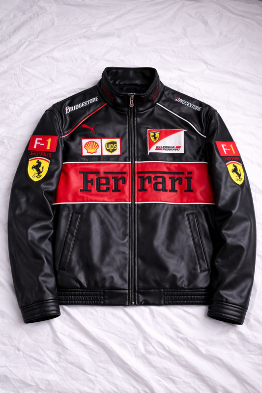 Black Ferrari Leather Jacket – Unisex Streetwear India | Clothifye