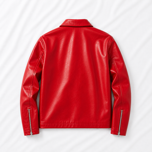 Boxy Fit Faux Leather Jacket – Red Edition | Clothifye