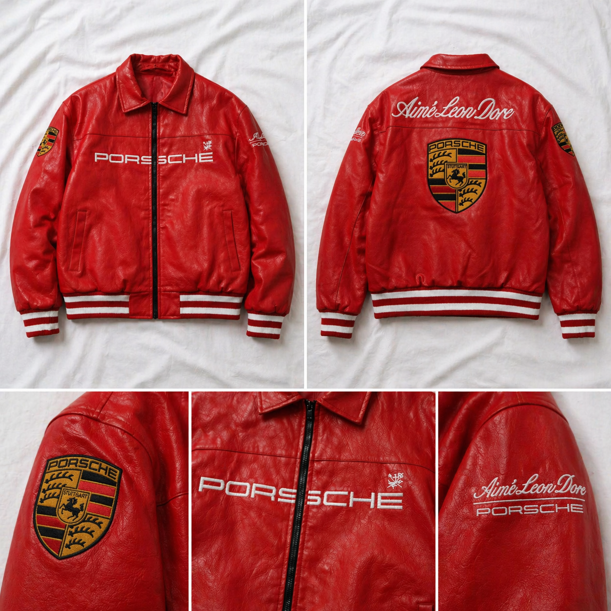 Porsche Leather Racing Jacket – Red Edition | Clothifye