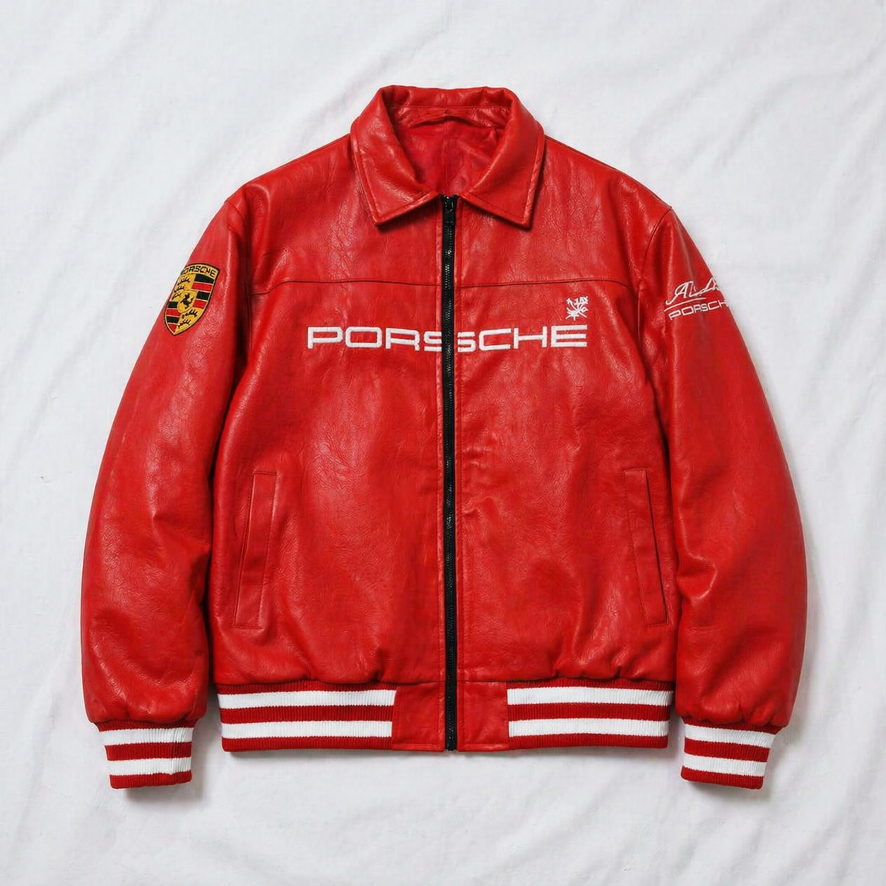 Porsche Leather Racing Jacket – Red Edition | Clothifye