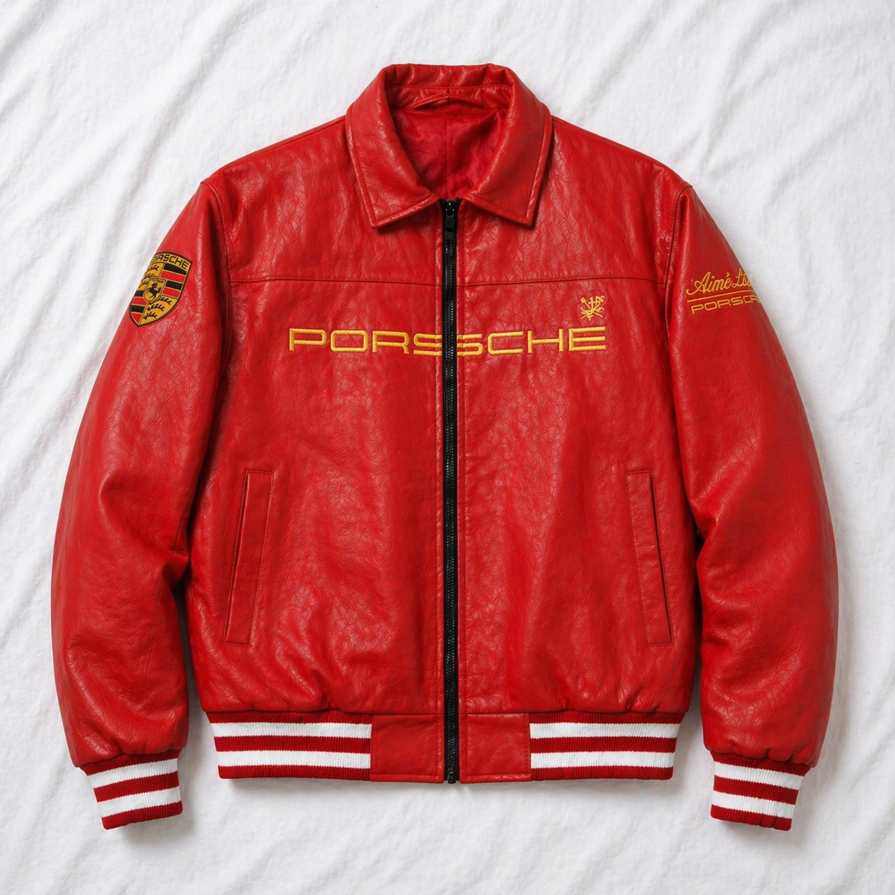 Porsche Leather Racing Jacket – Red Edition | Clothifye