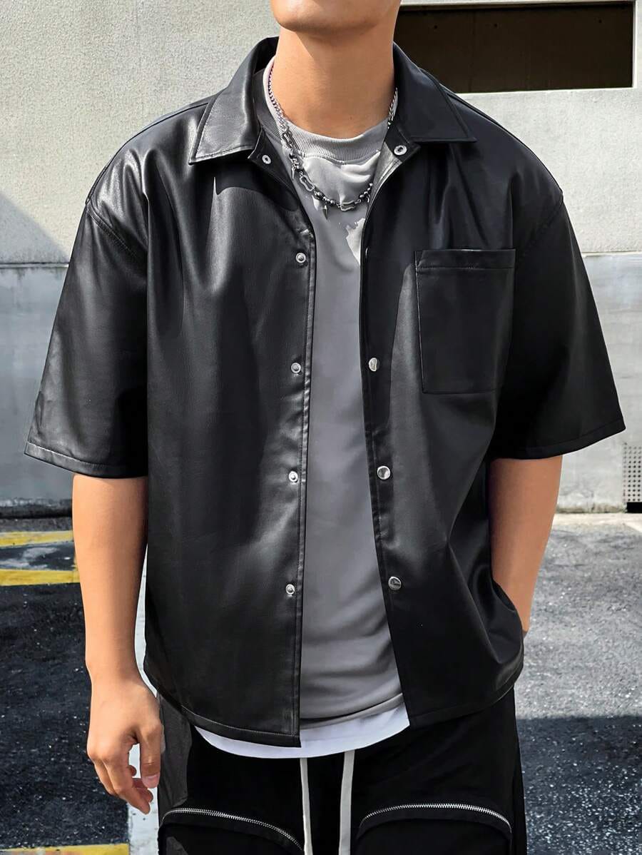 clothifye Half Sleeve Faux Leather Jacket – Modern Streetwear Layer for Men & Women