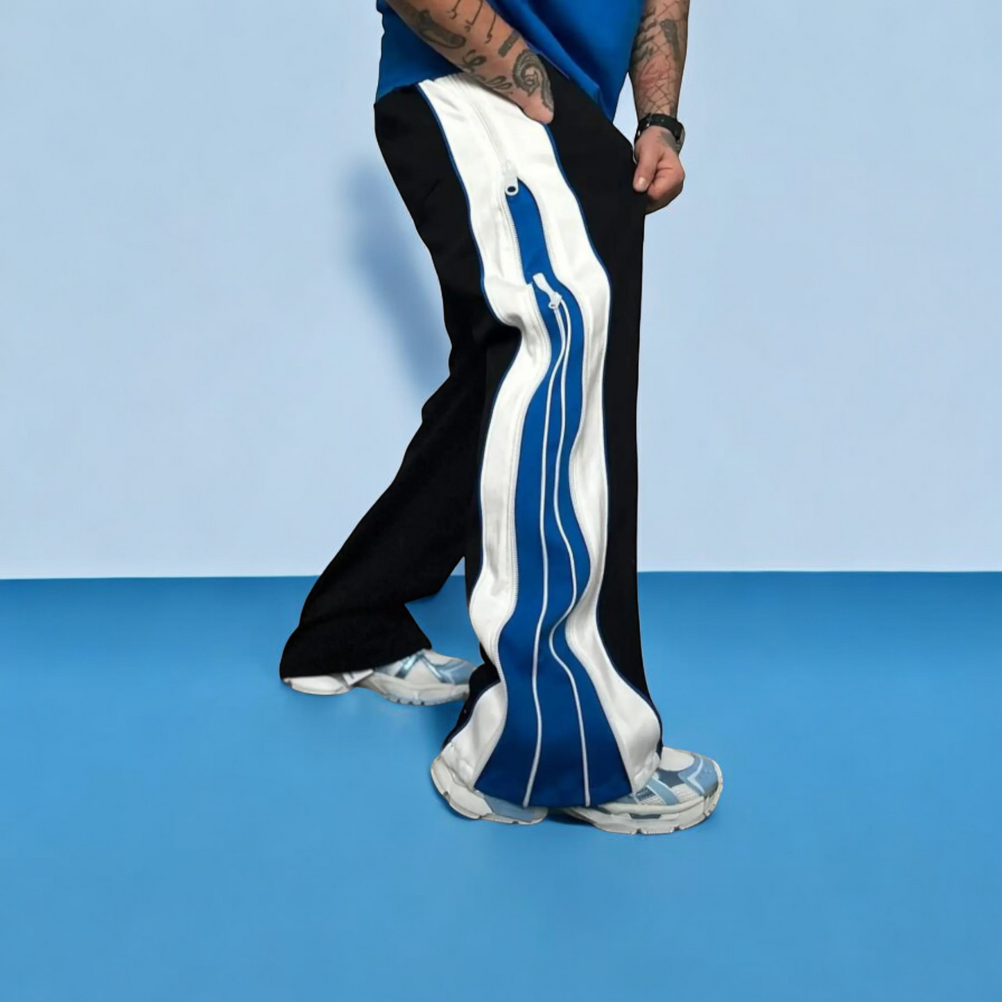Zip Trip Baggy Track Pants – Streetwear Essentials for Men