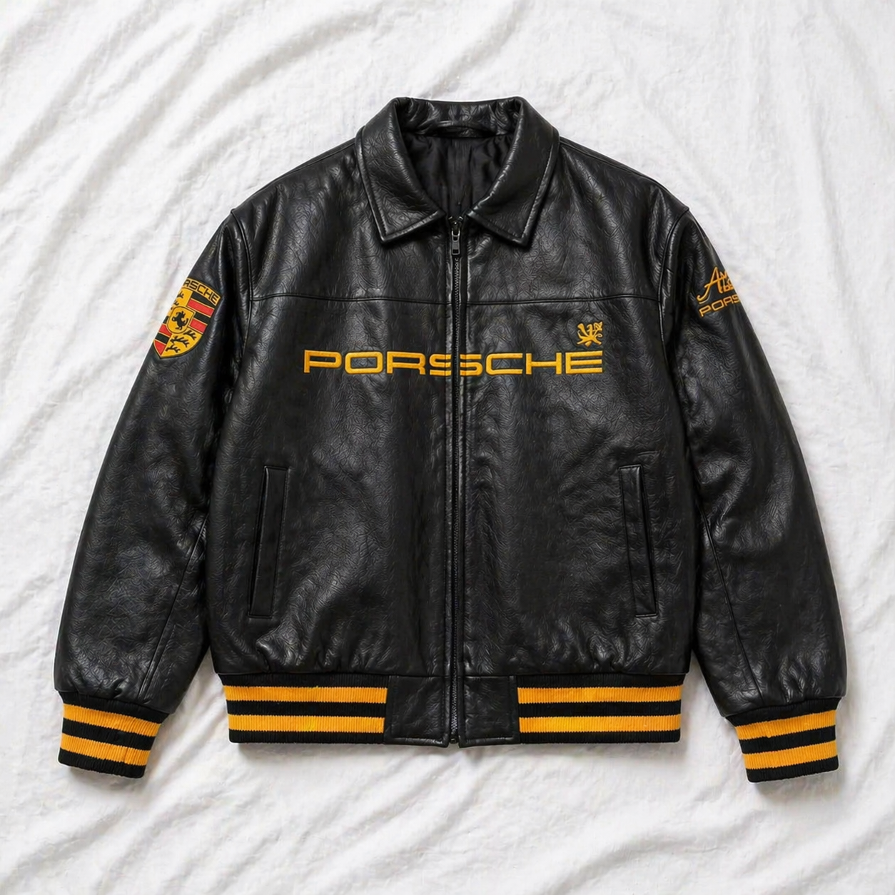 Porsche Leather Racing Jacket – Black Edition | Clothifye
