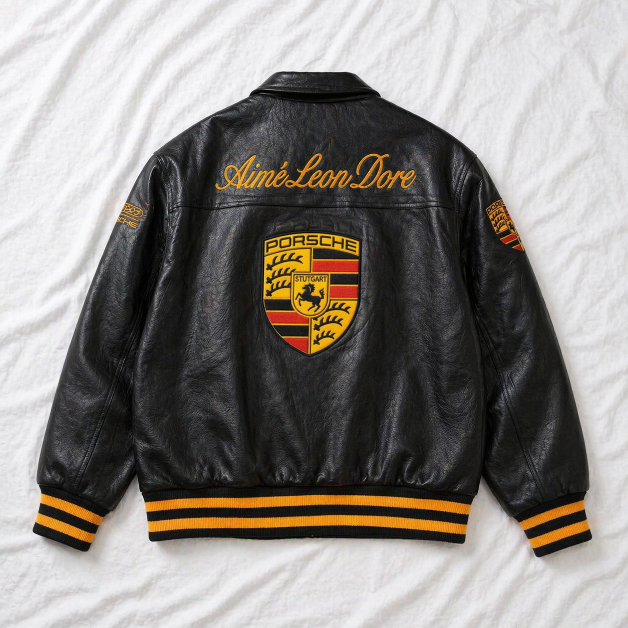 Porsche Leather Racing Jacket – Black Edition | Clothifye